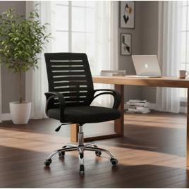 Cadeira Home Office Escritório Giratória Secretária Ergonômi - Preto - Algodão