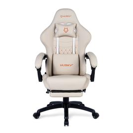 Cadeira Gamer Husky Tempest 700, Até 145kg, Almofadas, Reclinável 150º, PU, Descanso para Pés, Branca