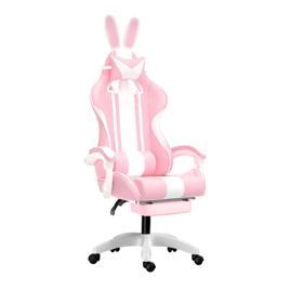 Cadeira Gamer Rosa Python Fly Orelhinhas Coelho Reclinável Ergonomica