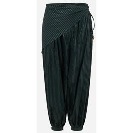 Calça Aladim em Algodão com Lenço Sobreposto Verde