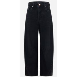 Calça Barrel em Jeans Marmorizado Preto
