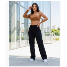 Calça Cargo Feminina Wide Leg Cintura Alta Stillger Jeans