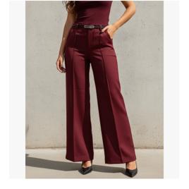 Calça de alfaiataria Alfaiataria Pantalona Feminina Elegante Zíper Lateral