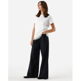 Calça jeans wide leg cintura super alta preta