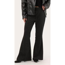 Calça feminina flare risca de giz - preta