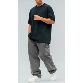 Calça Jeans Cargo Masculina Streetwear Preta Mescla 34 Ao 44