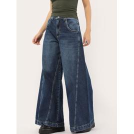 Calça jeans feminina palazzo - Denim Escuro | Pool Jeans