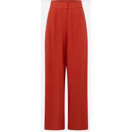 Calça Pantalona em Viscolinho com Cós Estruturado Laranja