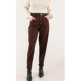Calça sarja feminina baggy com elástico - marrom | Pool Jeans