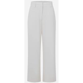 Calça Wide Leg Alfaiatada com Passantes no Cós Bege