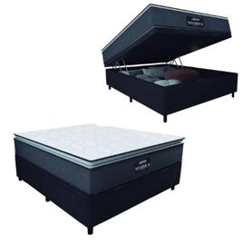 Cama Box Baú Gazin Casal 138x188x69cm Maximus Cinza/Preto 