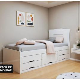 Cama Solteiro 5 Gavetas Júlia Conquista Moveis Branco Eg