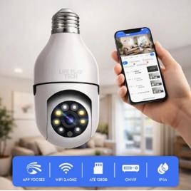 Câmera Lampada De Segurança Casenn Ip Wifi Com Visão Noturna Interna Externa App Yoosee Espiã 360º