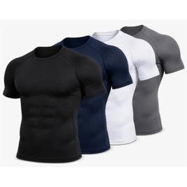 Camisa De Compressão Rash Guard Manga Curta Treino 4 Peças