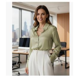 Camisa Social Feminina Acetinada Leve Seda Blusa Cetim Luxo