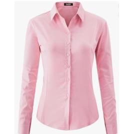 Camisa Social Manga Longa Com Botões Rosa