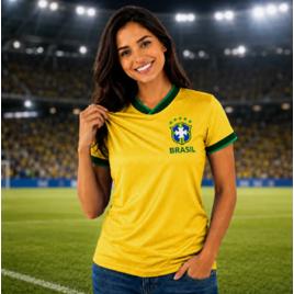 Camiseta Amarela Torcedor Brasil Fitness