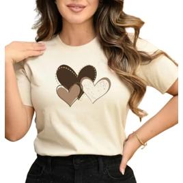 Camiseta Feminina Blusa T-shirt Algodão Linda Mulher Três Corações