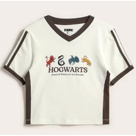 Camiseta feminina slim Hogwarts - branca | FANLAB