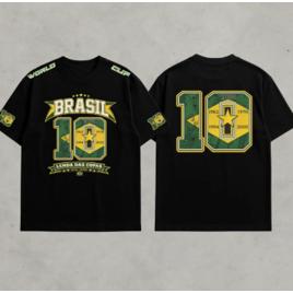 Camiseta Oversized Masculina Brasil World Cup Frente Costas