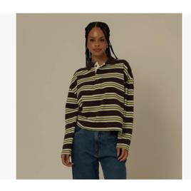 Camiseta Polo Listrada Oversized Manga Longa Lela Brandão Co