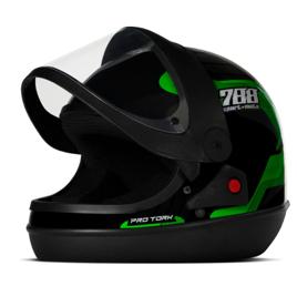 Capacete Fechado Pro Tork Sport Moto 788 Preto - Verde tam. 60