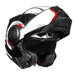 Capacete Ls2 Scope Arch Ff902 Escamoteável Branco Vermelho