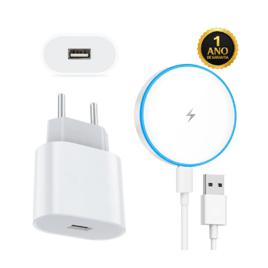 Carregador Indução Magnético Sem Fio Turbo Compatível com iPhone e Samsung Galaxy - Branco Dtimp