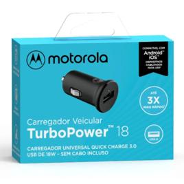 Carregador veicular USB Turbo Power Motorola 18w Sem Cabo Preto