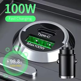 Carregador Veicular Rápido 100W PD/QC3.0 USB-C