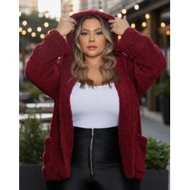 Casaco Teddy Pelinho Sobretudo Jaqueta Plus Size Inverno