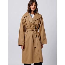 casaco trench coat feminino de sarja mindset bege