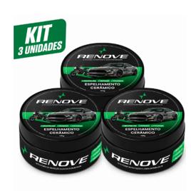 Kit Com 3 UN Cera Automotiva de Carnaúba Renove Polimento Riscos Queimados Brilho