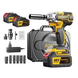Chave De Impacto Sem Fio Elétrica Com Maleta 2 Baterias 48v Bivolt 3 Em 1 Reforçada Portátil
