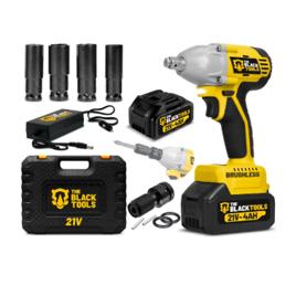Chave De Impacto A Bateria 21V 1/2" Pol 2400 Rpm Bivolt Com Acessórios E Maleta The Black Tools