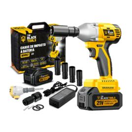 Chave De Impacto A Bateria 21v 4000mah Motor Brushless Com Maleta E Acessorios The Black Tools