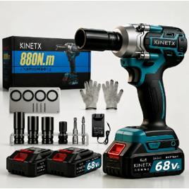 Chave De Impacto Kinetx 68vf Brushless 880nm Com 2 Baterias e Kit