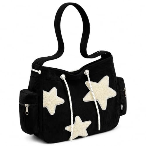 CHENXIAOHONG Bolsa Feminina Transversal Veludo Cotelê com Estrelas Casual