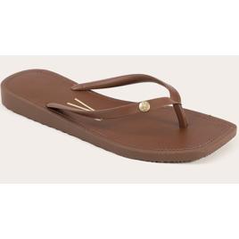 Chinelo feminino com detalhe metálico - Marrom | Vizzano