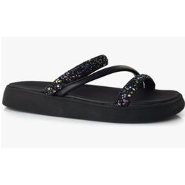 Chinelo Flatform Tira Tripla Multi Preto Moleca