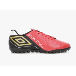 Chuteira Umbro Society Fifty VI League Vermelho Preto e Branco - Masculino