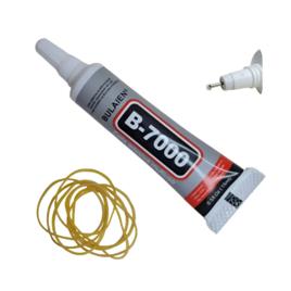 Cola 15ml B7000 Transparente + Elástico Tela Reparo Celular