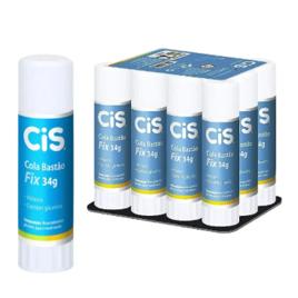 Cola Bastão Cis Fix 34g Escolar E Artesanato C/ 12 Unidades