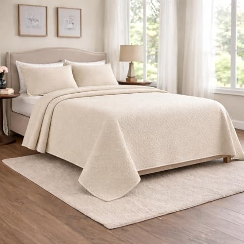 Colcha Queen Piquet Cobre Leito Tecido Algodão Luxo Conforto Toque Macio Leve Roupa Cama Queen Elegância, Praticidade e Decoração para Quarto (Palha)