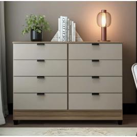 Cômoda Industrial 8 Gavetas P/ Quarto Casal Design Moderno Cor Off White