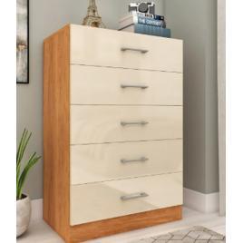 Cômoda Quarto Fellicci 5 Gavetas Aruba Cinamomo Off White 92x61x38 cm