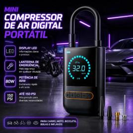 Compressor de Ar Portátil Blackone 150 psi Bateria 4000mah Para Veículos