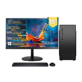 Computador Completo Intel Core I3, 8gb Ram, Ssd 240gb, Monitor Led 15 Hdmi, Windows 10 Pro - 2eletro Lite