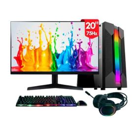 Computador Gamer completo 2Eletro Chroma, Intel Core i5, 8GB RAM, SSD 256GB, Fonte 500W, Monitor 20" 75Hz, Kit Gamer