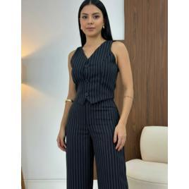 Conjunto Alfaiataria Social Risca De Giz Feminino Elegante
